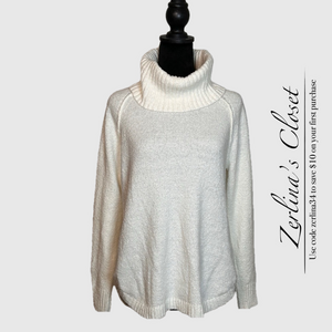 Ruby Rd Ivory Cowl Neck Sweater L Petite